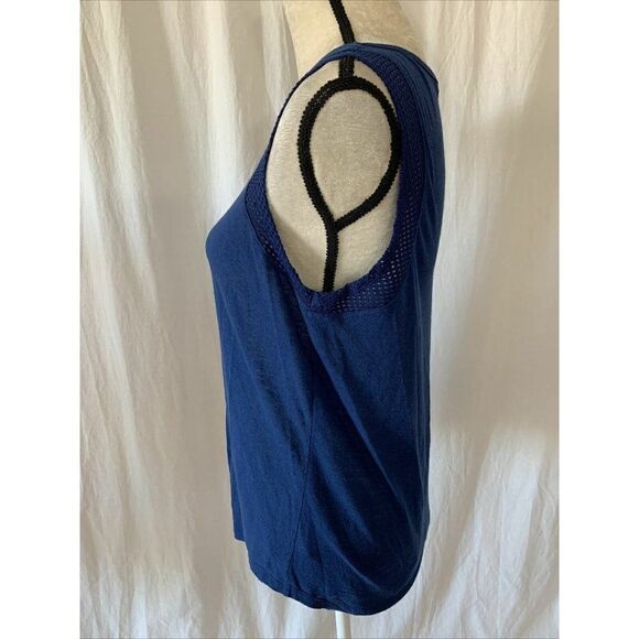 Twenty Montreal Womens Solid Navy Blue Linen Tank Top  Large - Picture 4 of 8